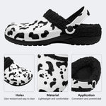Cow Spot Print - Fur Lined Slippers/Sandals