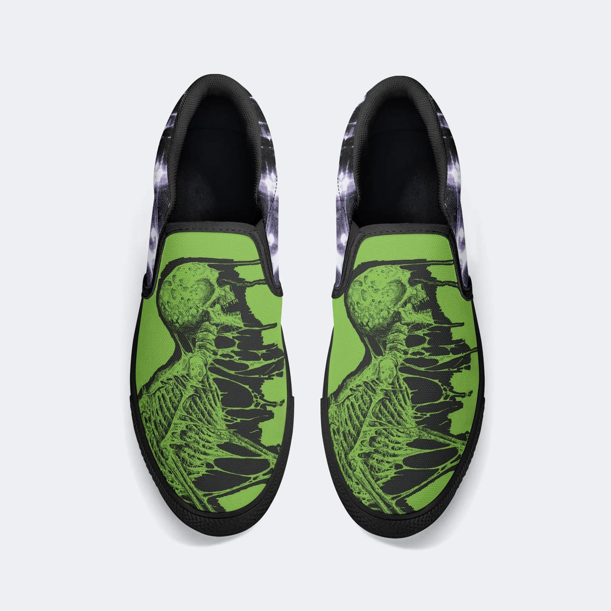 Unisex Psychedelic Skeleton Graphic - Slip On Shoes