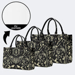 Dark Cottagecore Forest Animal Bones Print - Leather Handbag