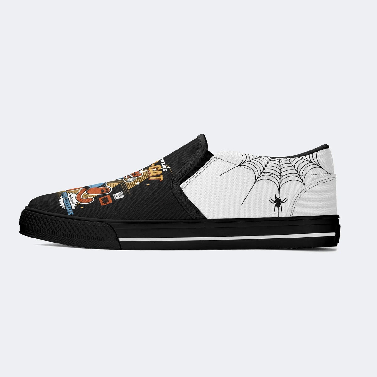 Spider Cat Print - Slip On Shoes