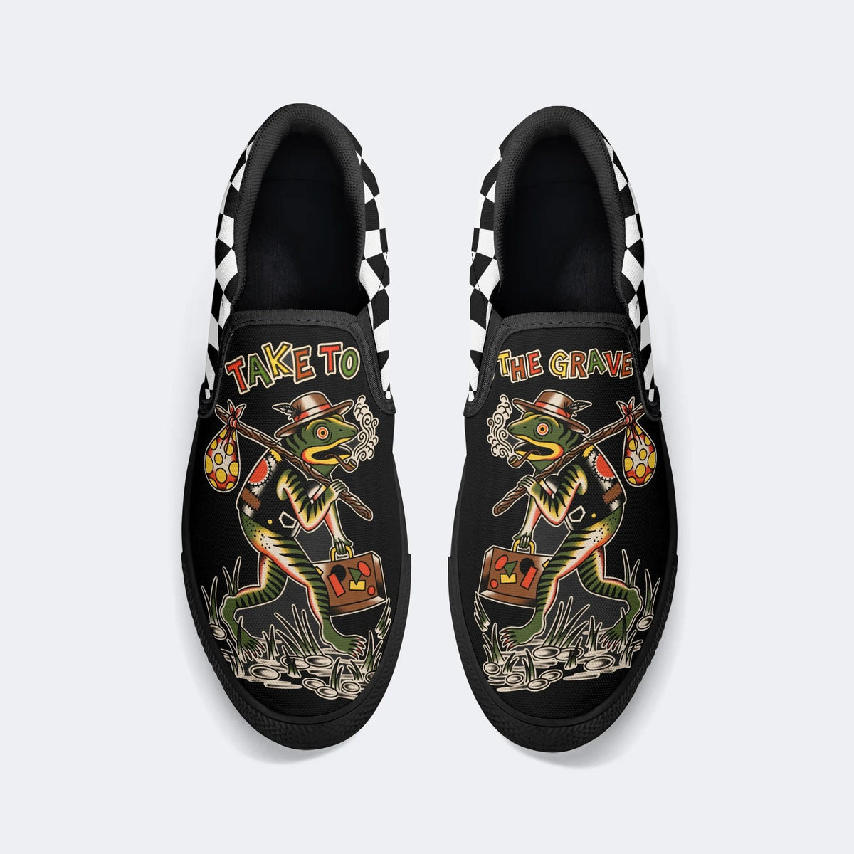 Frog Hike Print - Slip On Shoes