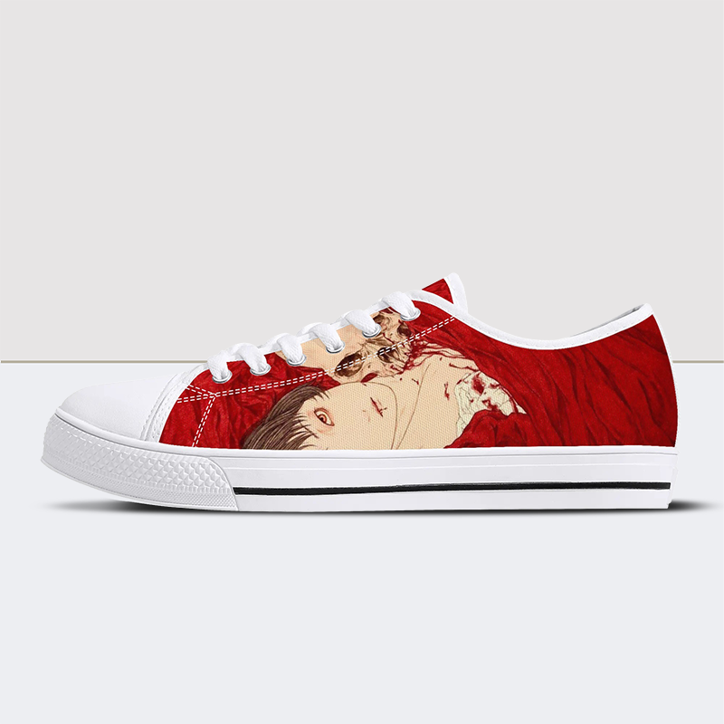 Red Sheets Skull Low Top Canvas Shoes