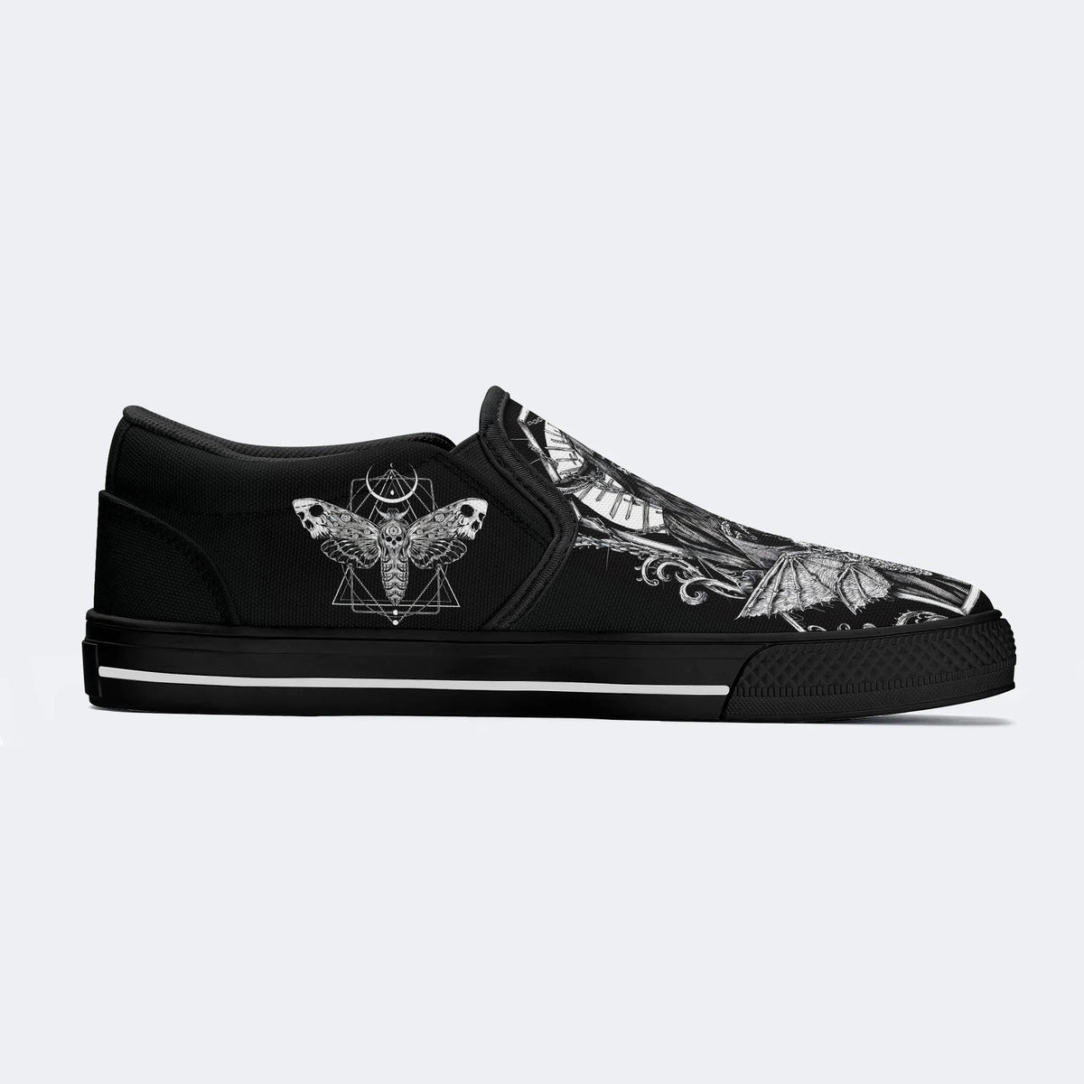 Surreal Death Moth&Skull - Slip On Shoes