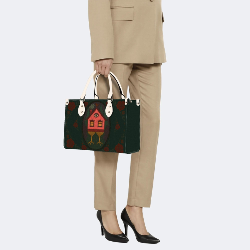 Abstract Bird House Print Handbag Factory Direct Sales_09