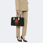 Abstract Bird House Print Handbag Factory Direct Sales_09