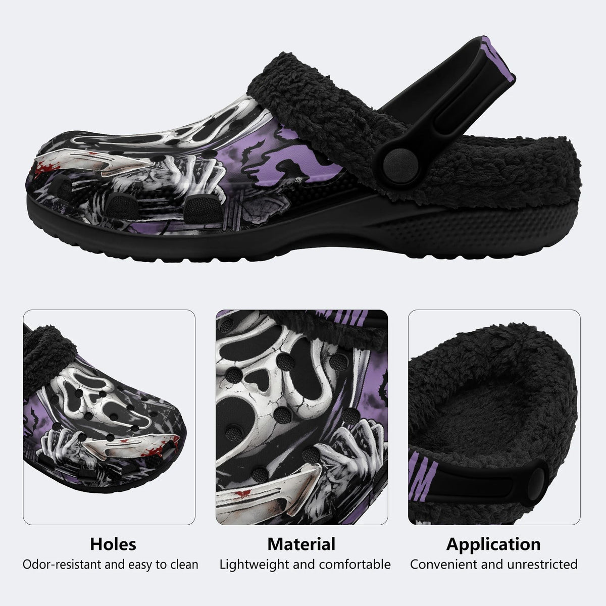 COUPLE SET-Gothic Scream Ghost face & Knife-Fur Lined Slippers