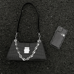 Crocodile Pattern Solid Color Shoulder Bag