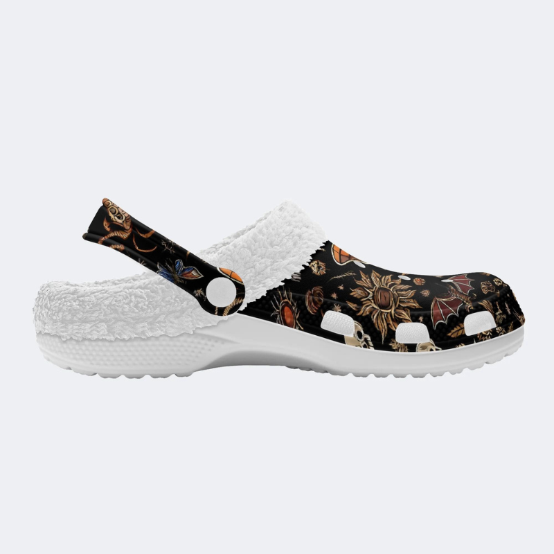 Death Moth And Animal Skull Print Slippers/Sandals