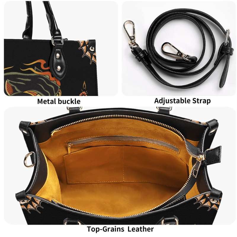 Flame Panther Print Handbag Factory Direct Sales