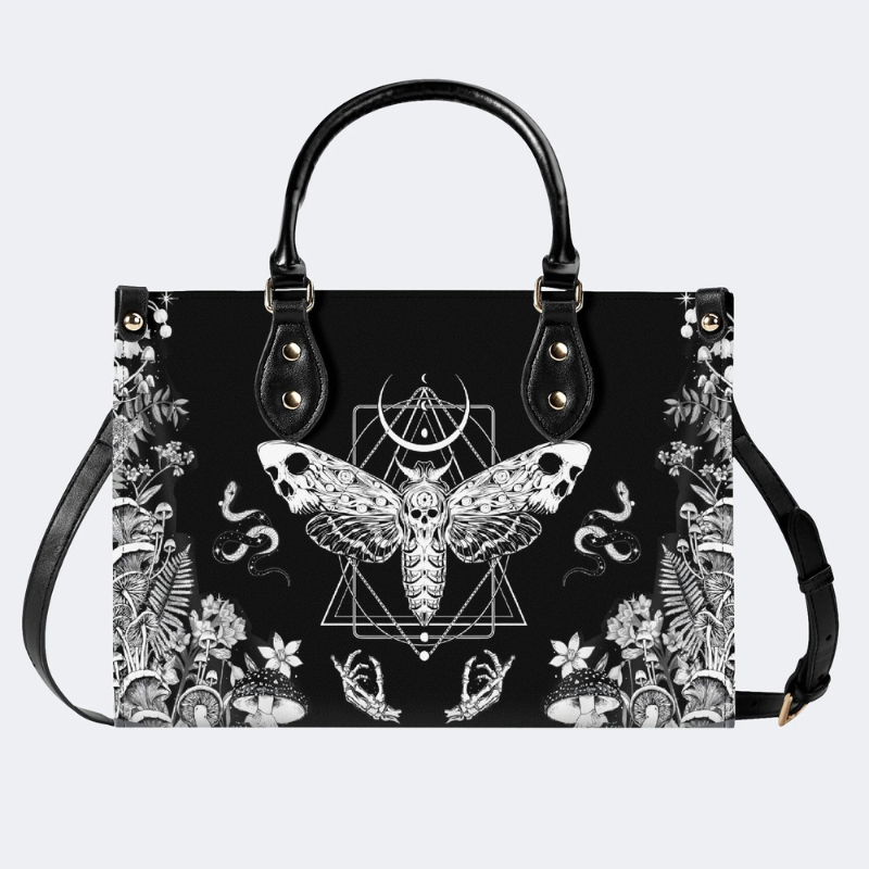 Geometric Moth And Snake Print Handbag