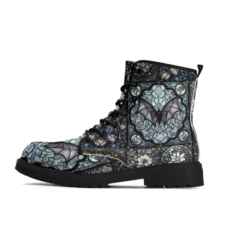 Gothic Bat Print Boots Factory Direct Sales