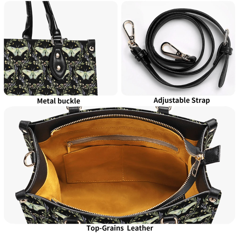 Green Moth Print Handbag Factory Direct Sales_12