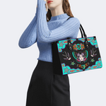 Human Face Moth And Bird Print Handbag_06