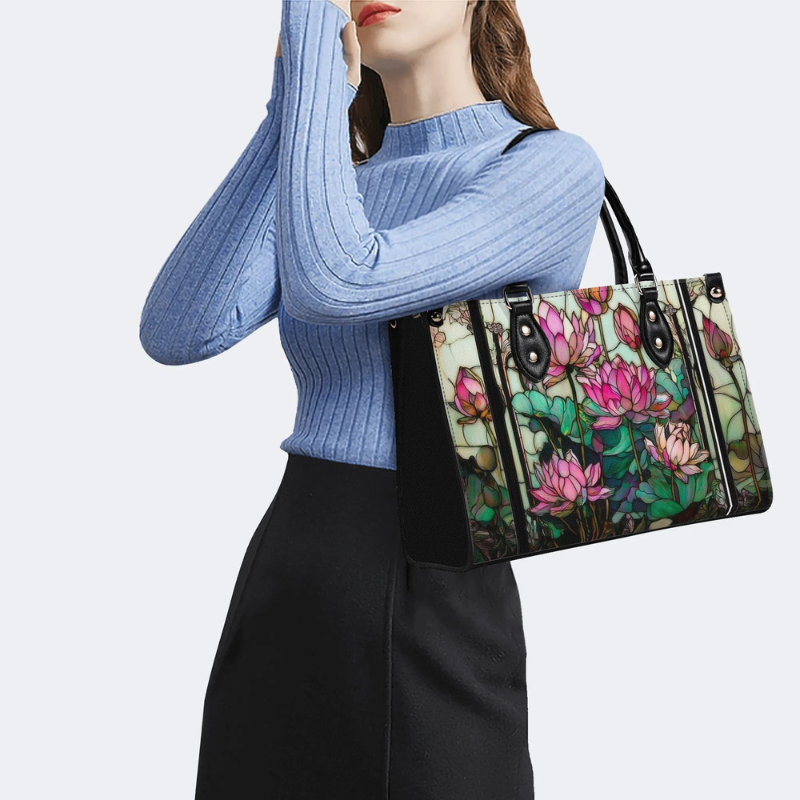 Lotus Flowers In Vintage Pond Handbag Factory Direct Sales_06
