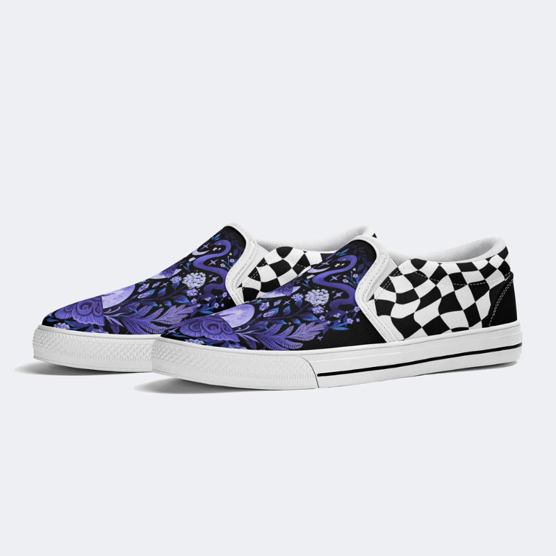 Lunar Moth And Snake Print Slip On Shoes