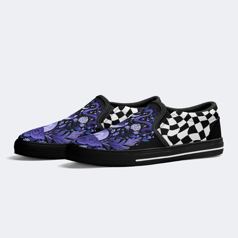 Lunar Moth And Snake Print Slip On Shoes