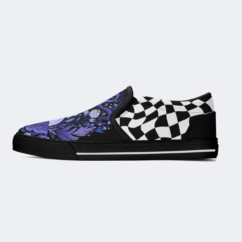 Lunar Moth And Snake Print Slip On Shoes