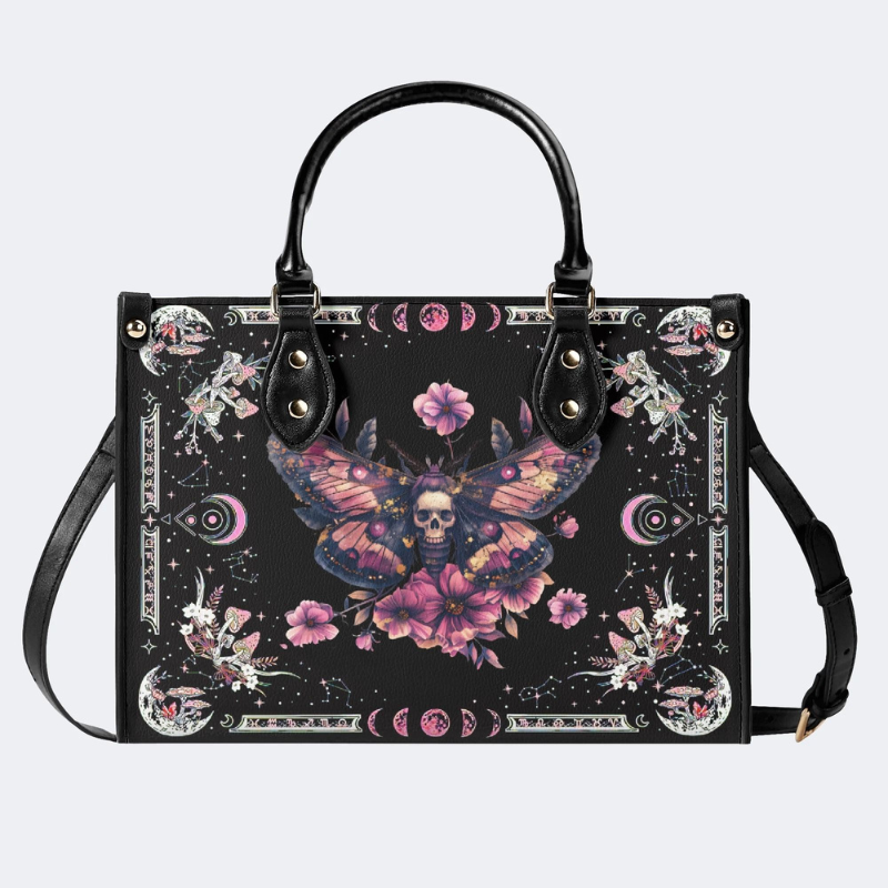 Pink Death Moth Starry Sky Print Handbag