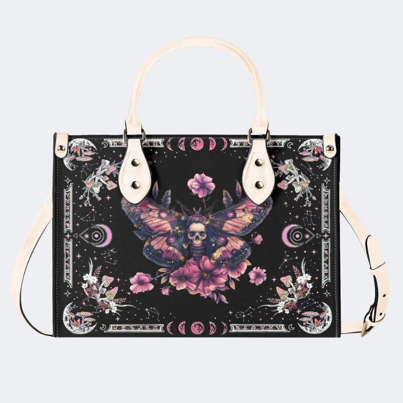 Pink Death Moth Starry Sky Print Handbag