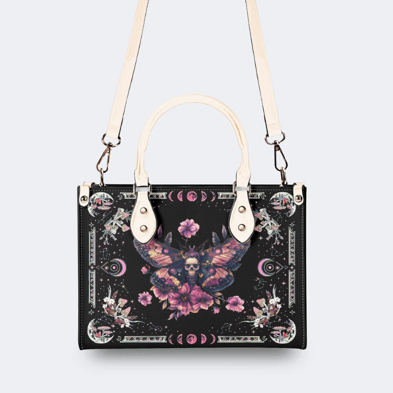 Pink Death Moth Starry Sky Print Handbag