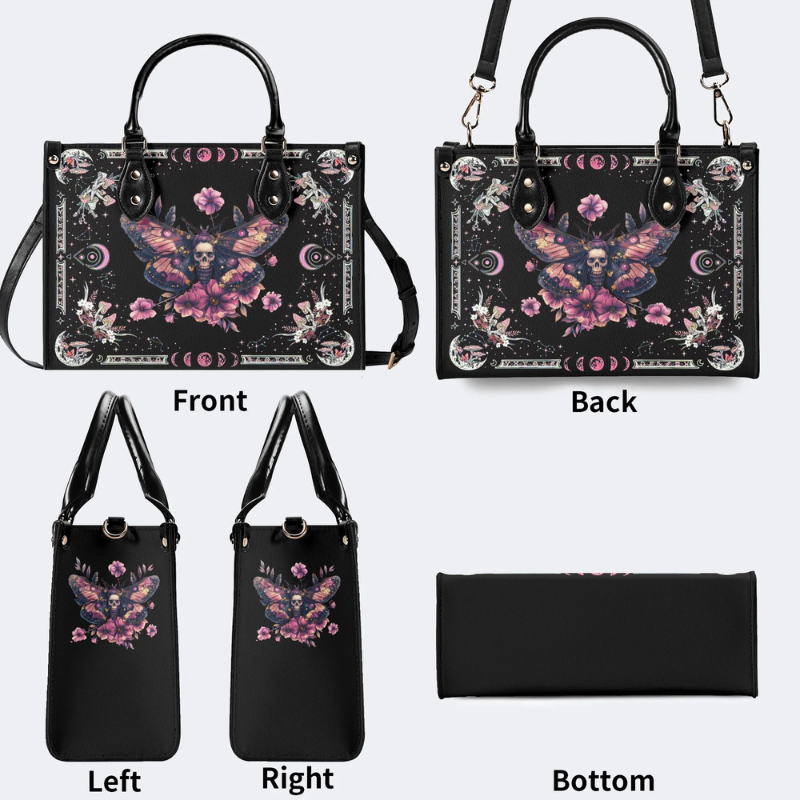 Pink Death Moth Starry Sky Print Handbag