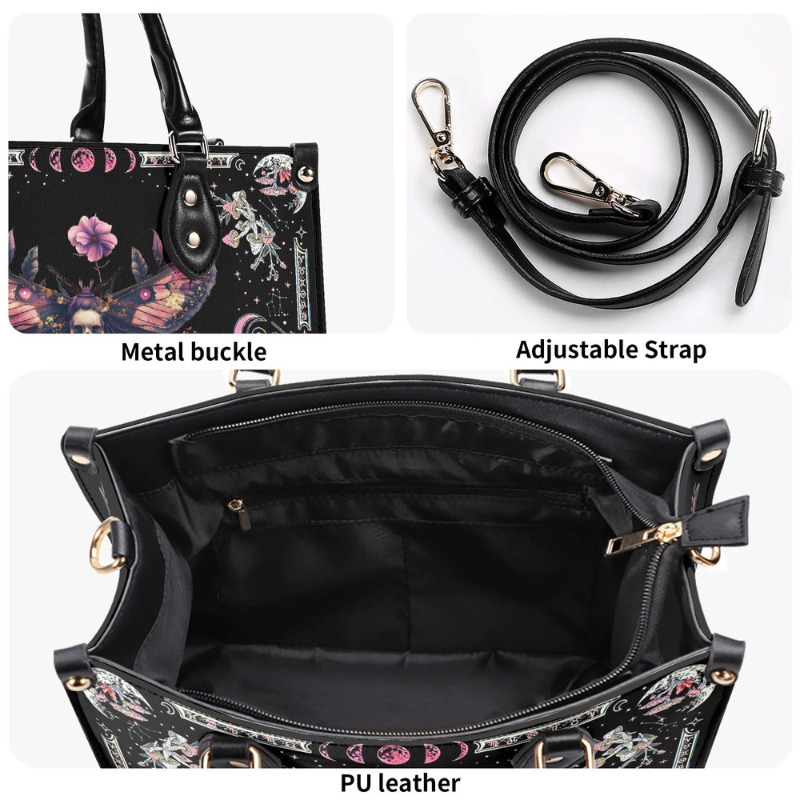Pink Death Moth Starry Sky Print Handbag