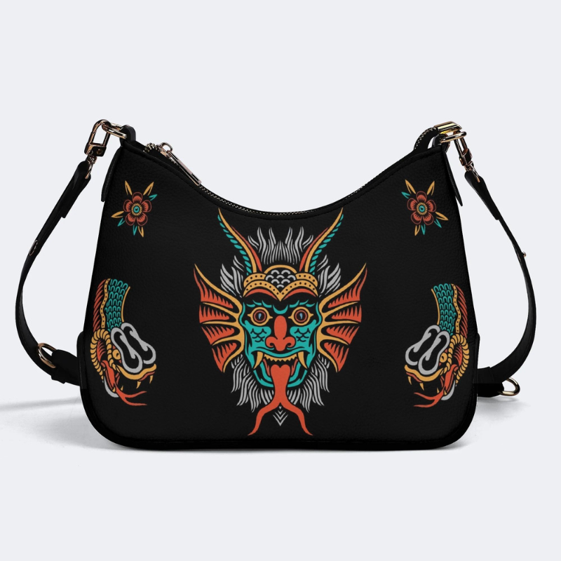 Retro And Weird With Snake Prints Leather Crossbody Bag_01