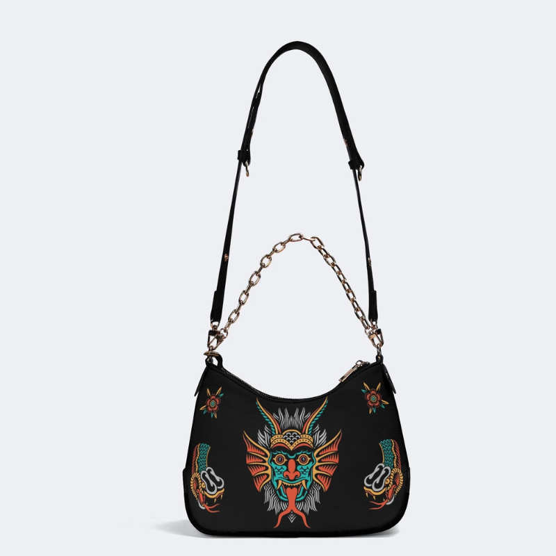 Retro And Weird With Snake Prints Leather Crossbody Bag_04