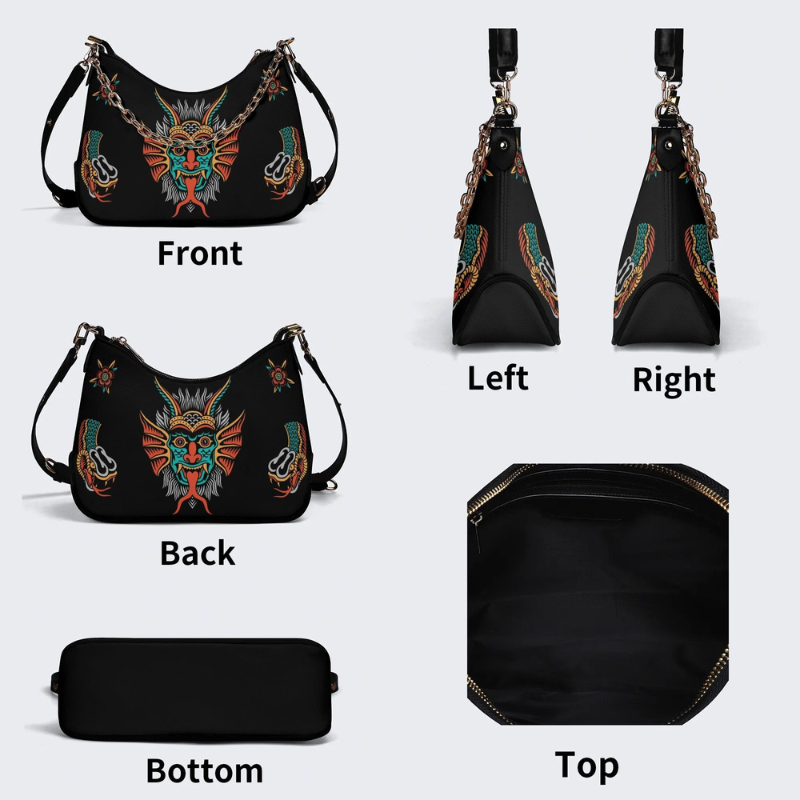 Retro And Weird With Snake Prints Leather Crossbody Bag_05