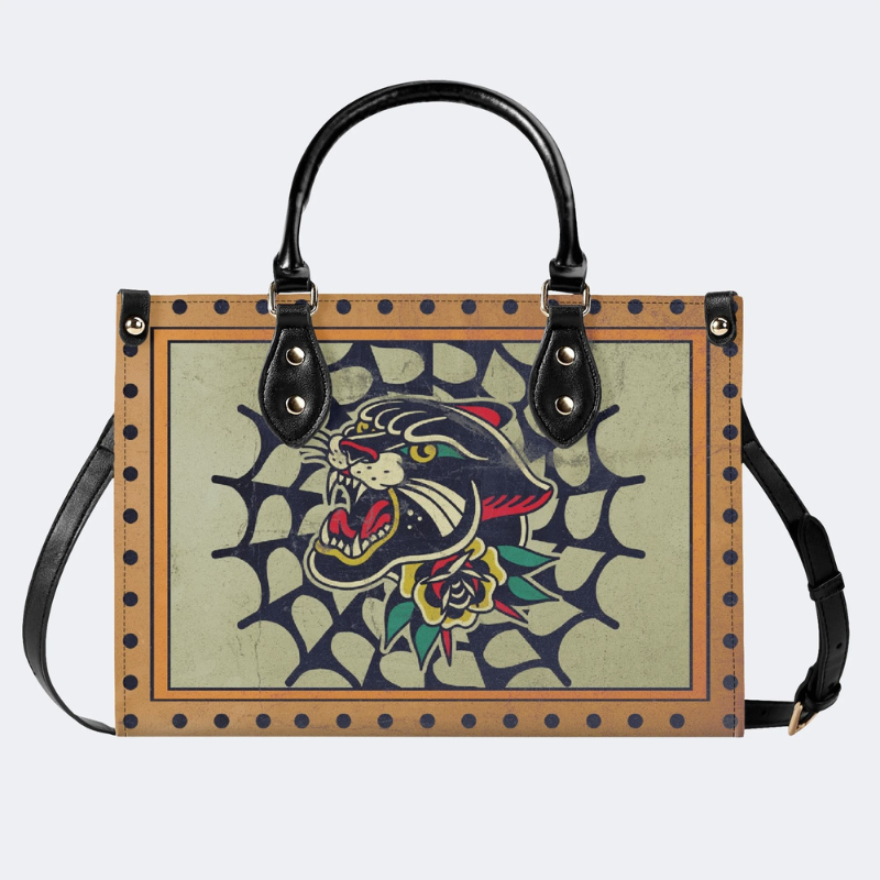 Retro Black Panther Print Handbag Factory Direct Sales