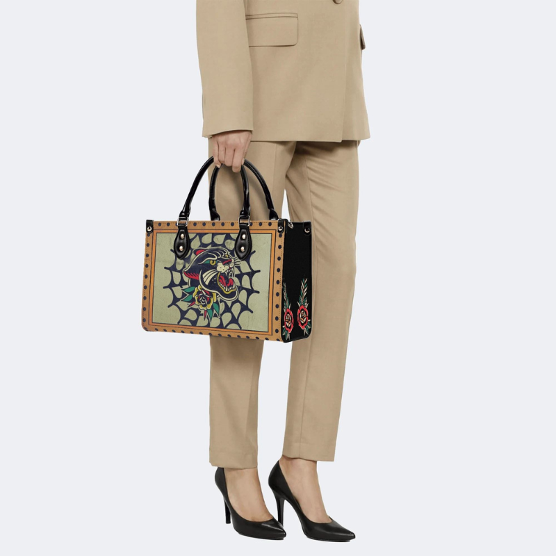Retro Black Panther Print Handbag Factory Direct Sales