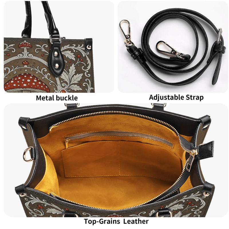 Retro Mushroom And Gem Print Handbag Factory Direct Sales_12
