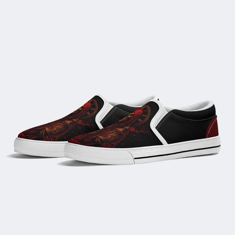 Skeleton Holding A Night Light Slip On Shoes_01