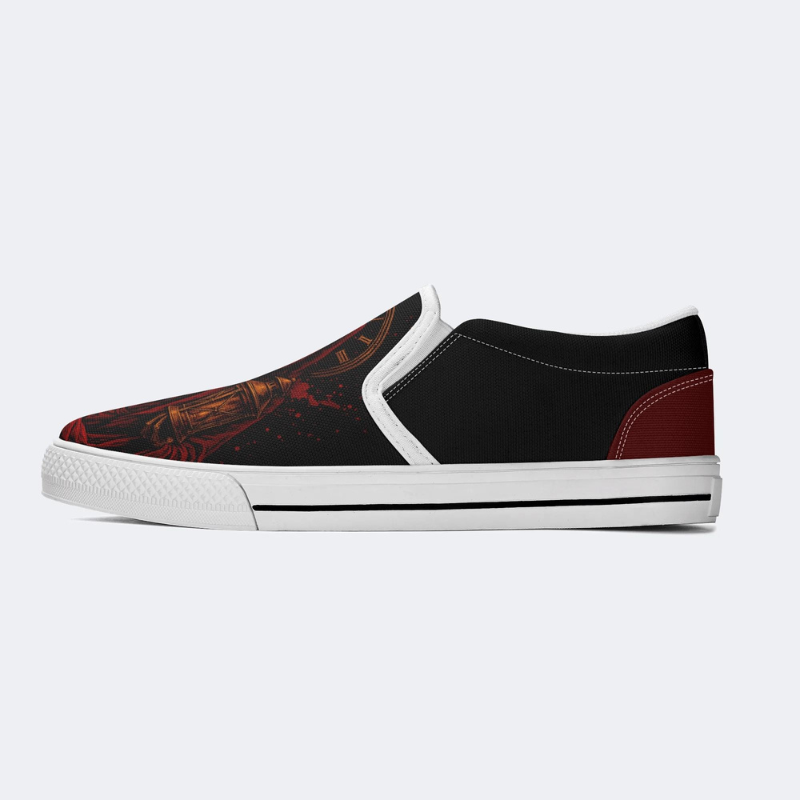Skeleton Holding A Night Light Slip On Shoes_02