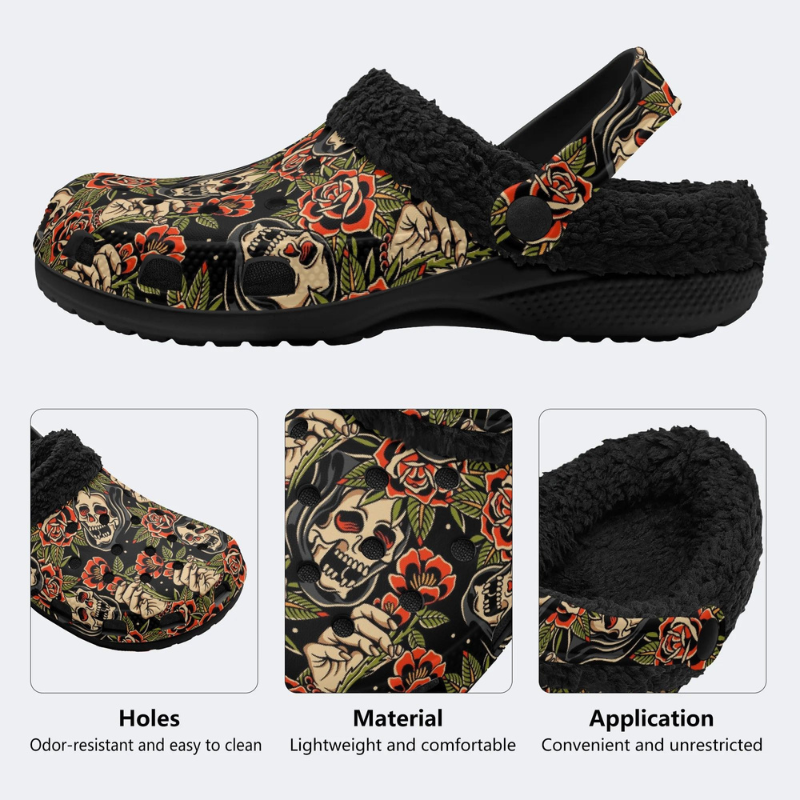 Skeleton Holding A Rose Slippers/Sandals Factory Direct Sales