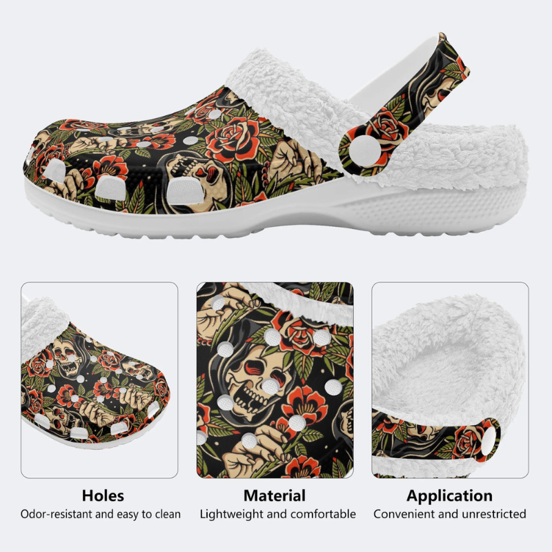 Skeleton Holding A Rose Slippers/Sandals Factory Direct Sales