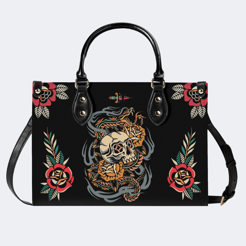 Skull And Snake Print Handbag Factory Direct Sales