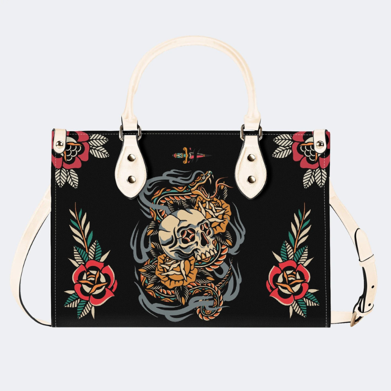 Skull And Snake Print Handbag Factory Direct Sales