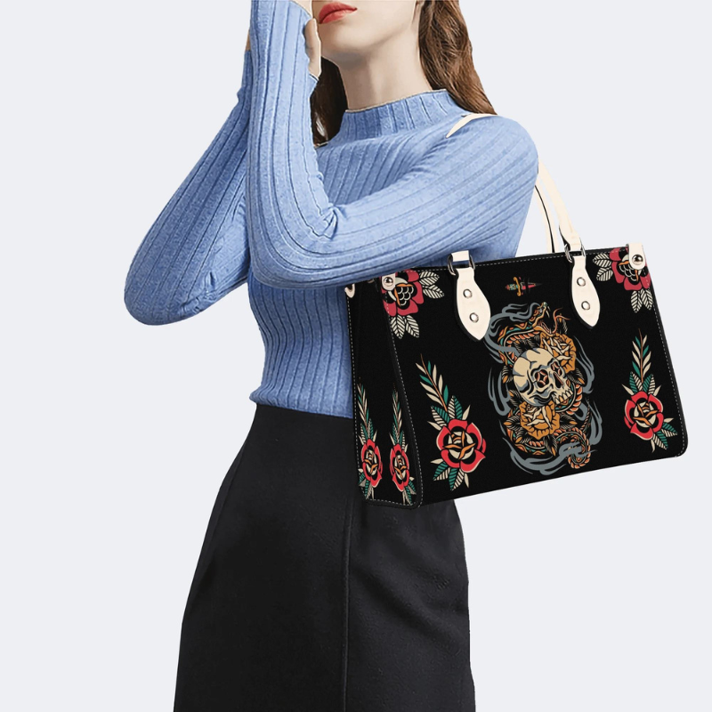 Skull And Snake Print Handbag Factory Direct Sales