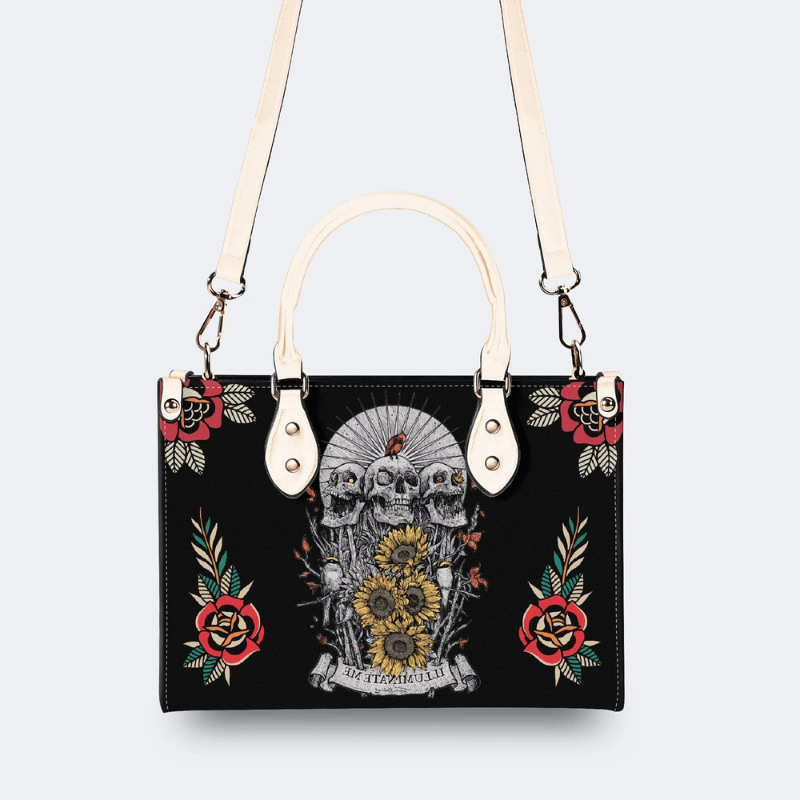 Skull And Sunflower Print Handbag Factory Direct Sales