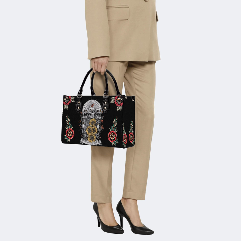 Skull And Sunflower Print Handbag Factory Direct Sales
