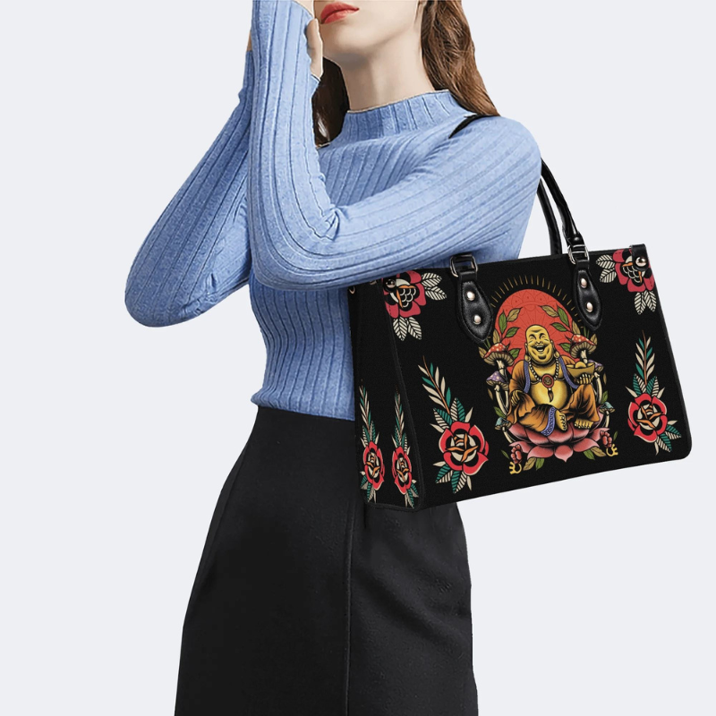 Smiling Buddha Print Handbag Factory Direct Sales