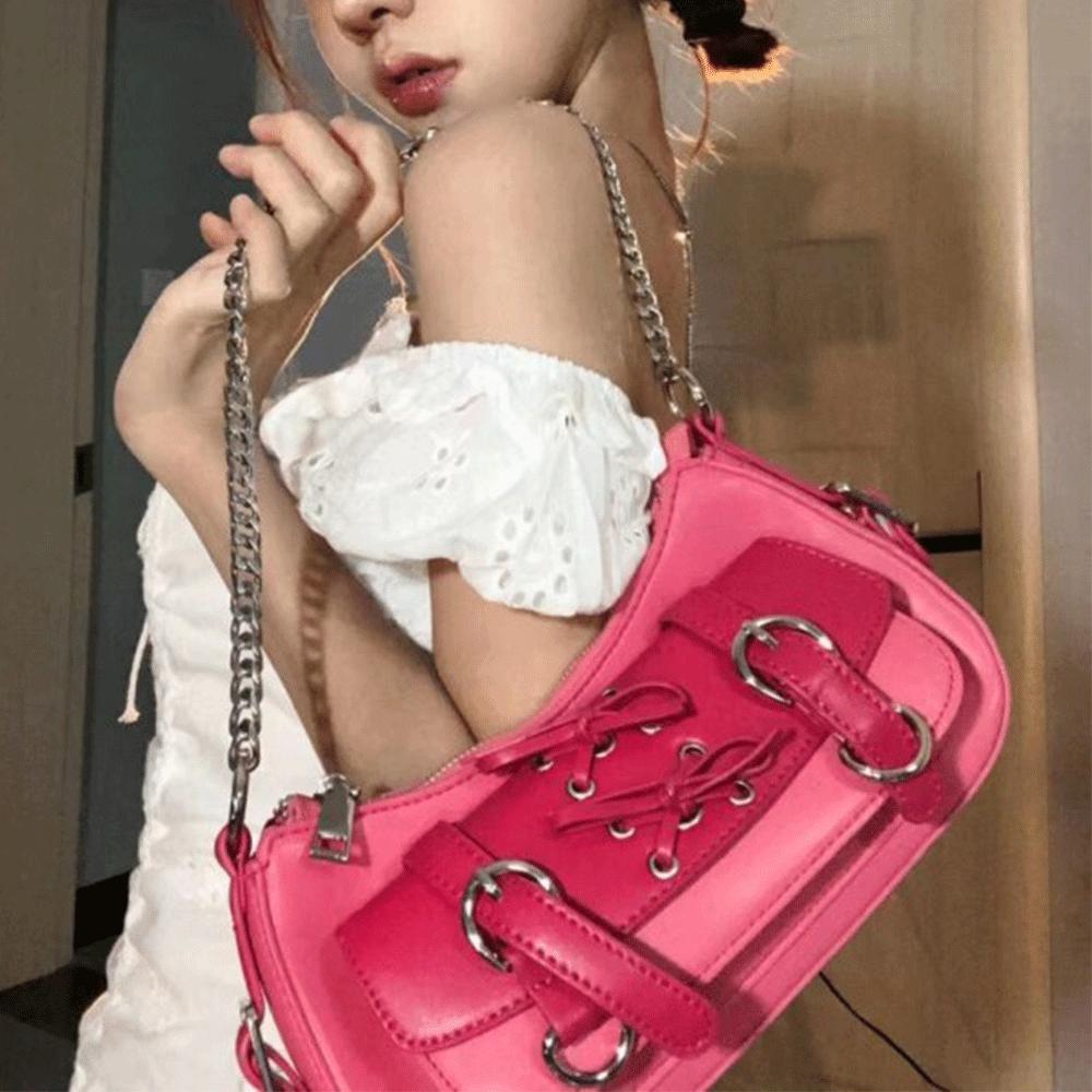 Solid Color Bow Shoulder Bag