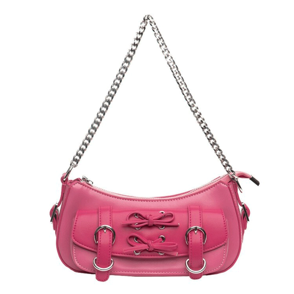 Solid Color Bow Shoulder Bag