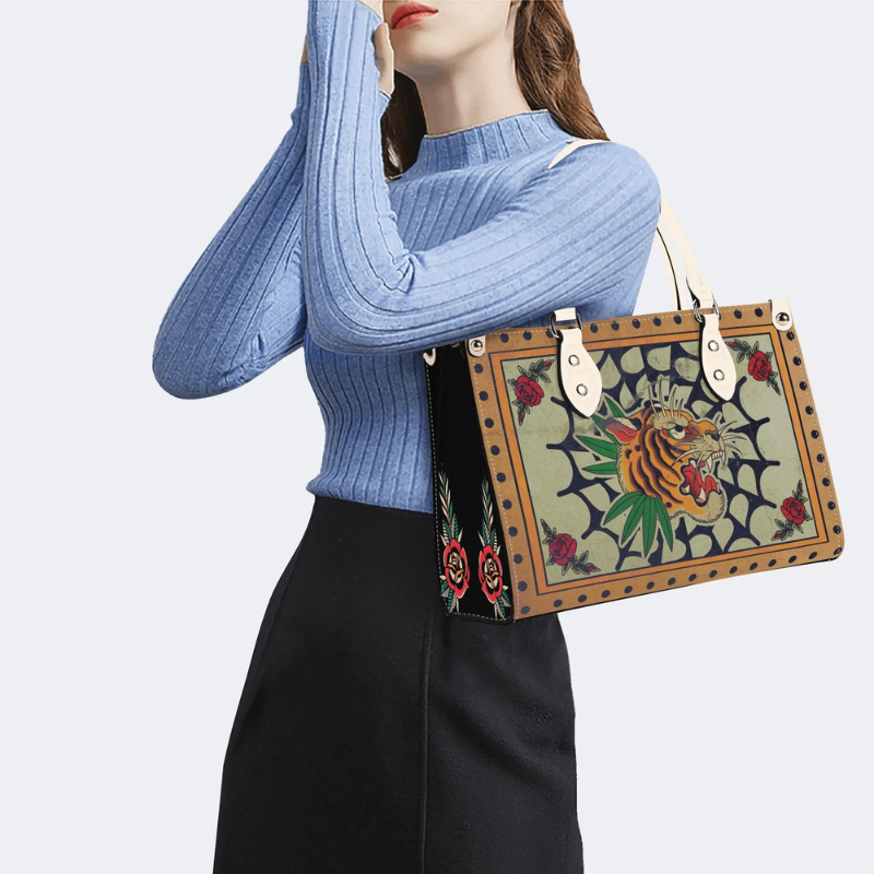 Spider Web Tiger Head Print Handbag Factory Direct Sales