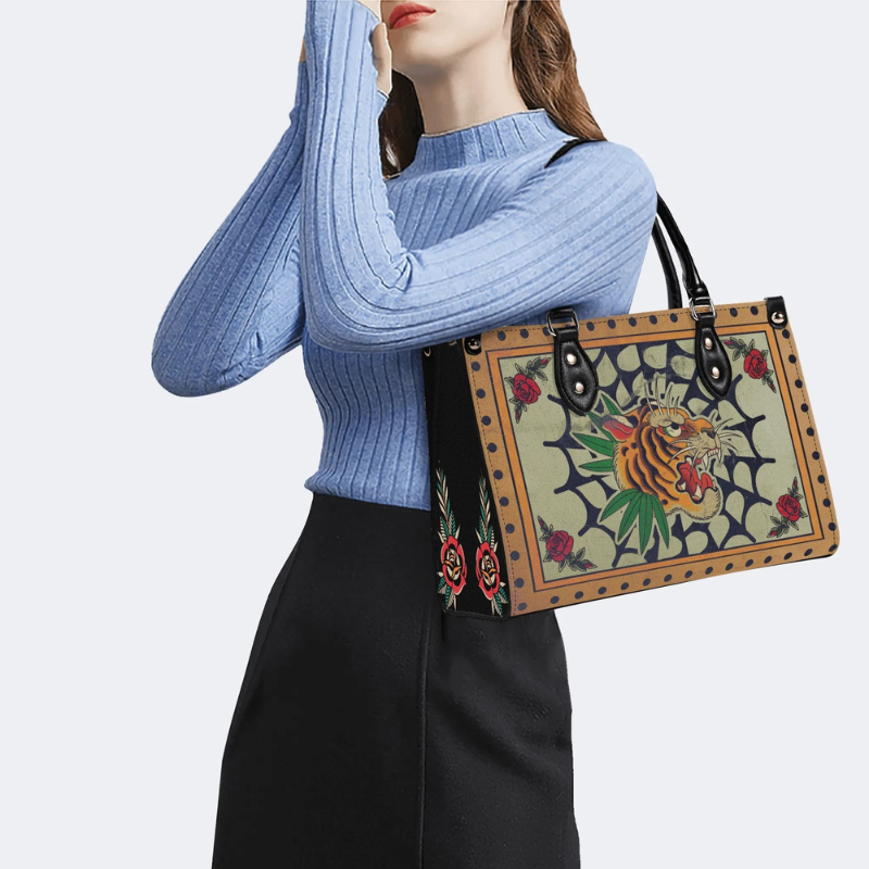 Spider Web Tiger Head Print Handbag Factory Direct Sales