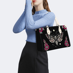 Starry Sky Skull And Moth Print Handbag Factory Direct Sales