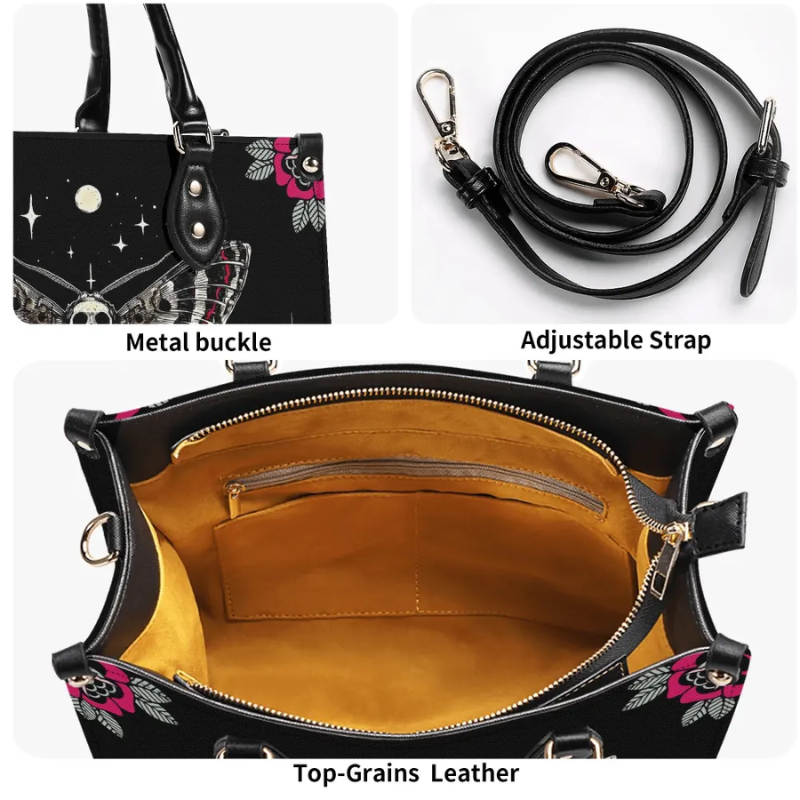 Starry Sky Skull And Moth Print Handbag Factory Direct Sales