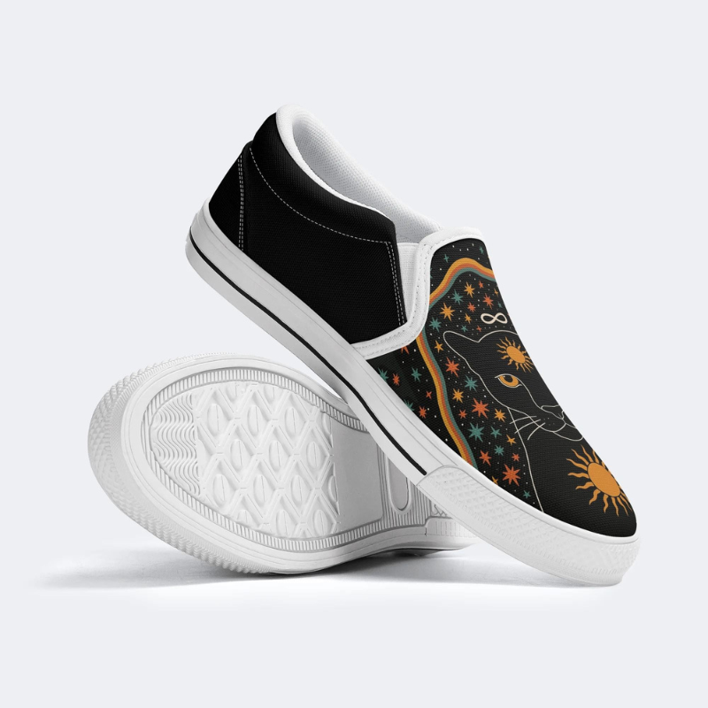 Sun Panther And Starry Sky Slip On Shoes_04