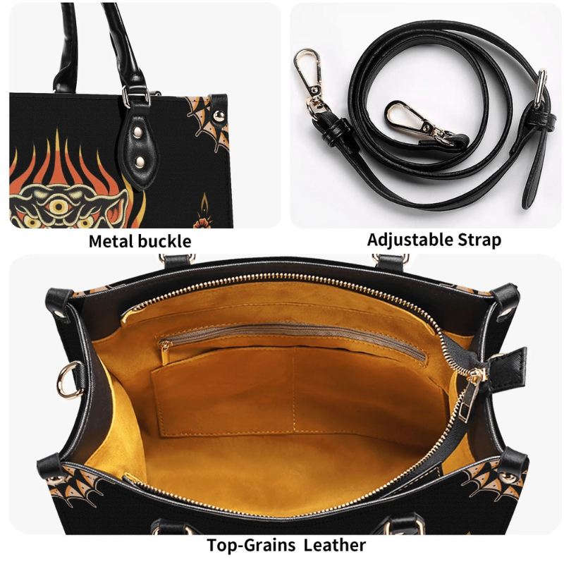 Three-eyed Black Panther Print Handbag